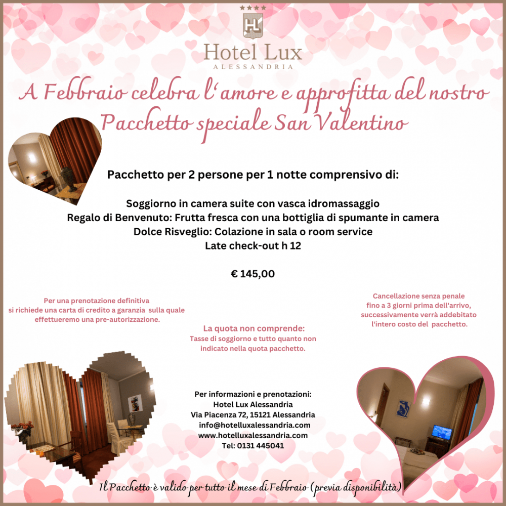 A Febbraio festeggia l'amore all'hotel Lux 