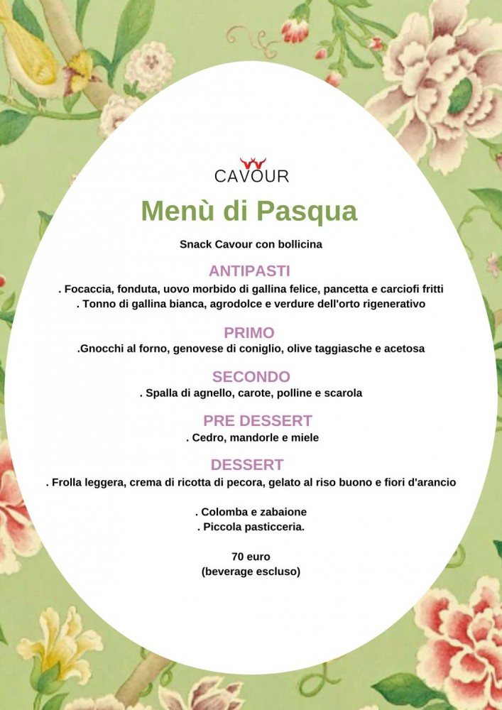 Menu di Pasqua al Cavour